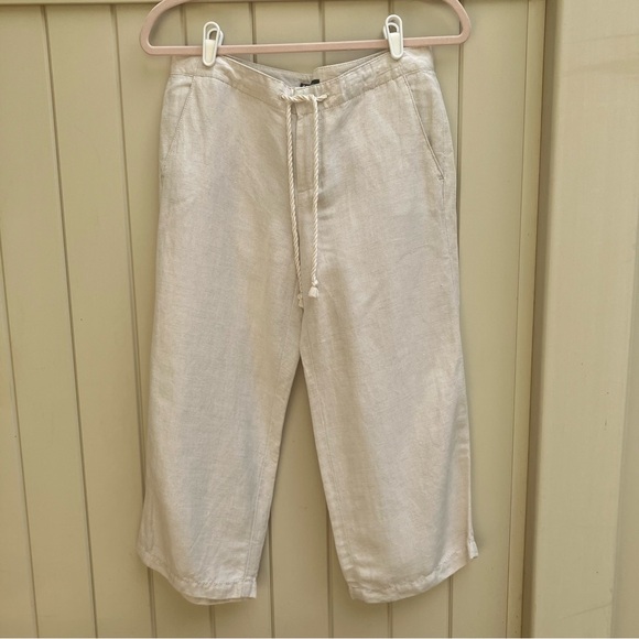 Tommy Hilfiger Capri pants women sz 4 khaki rope tie linen lagenlook scandi girl - Picture 1 of 7